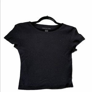 American Eagle Black Waffle Tee